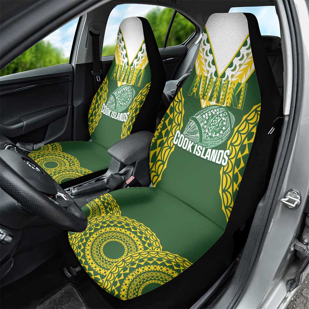 Avaiki Cook Islands Rugby Car Seat Cover Kuki Airani Tatau Green - Polynesian Pride