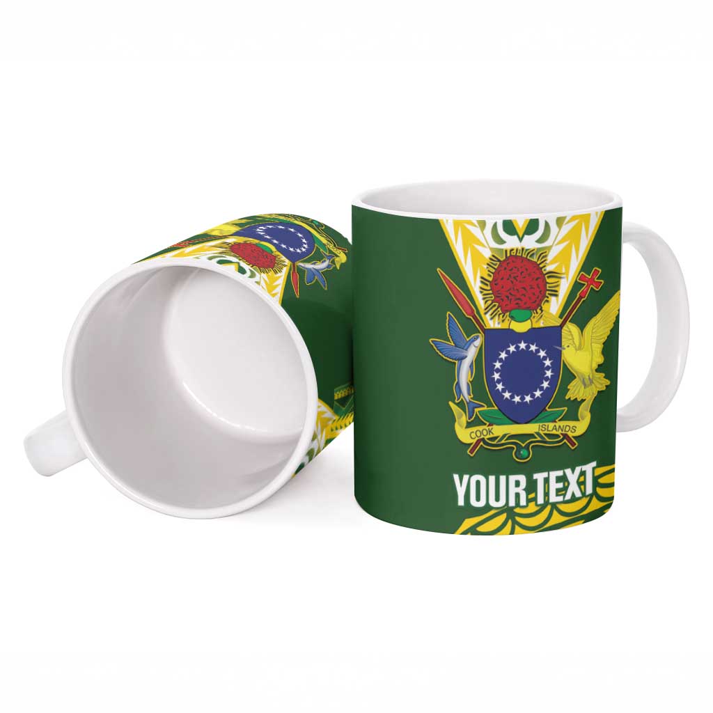 Custom Avaiki Cook Islands Rugby Ceramic Mug Kuki Airani Tatau Green - Polynesian Pride