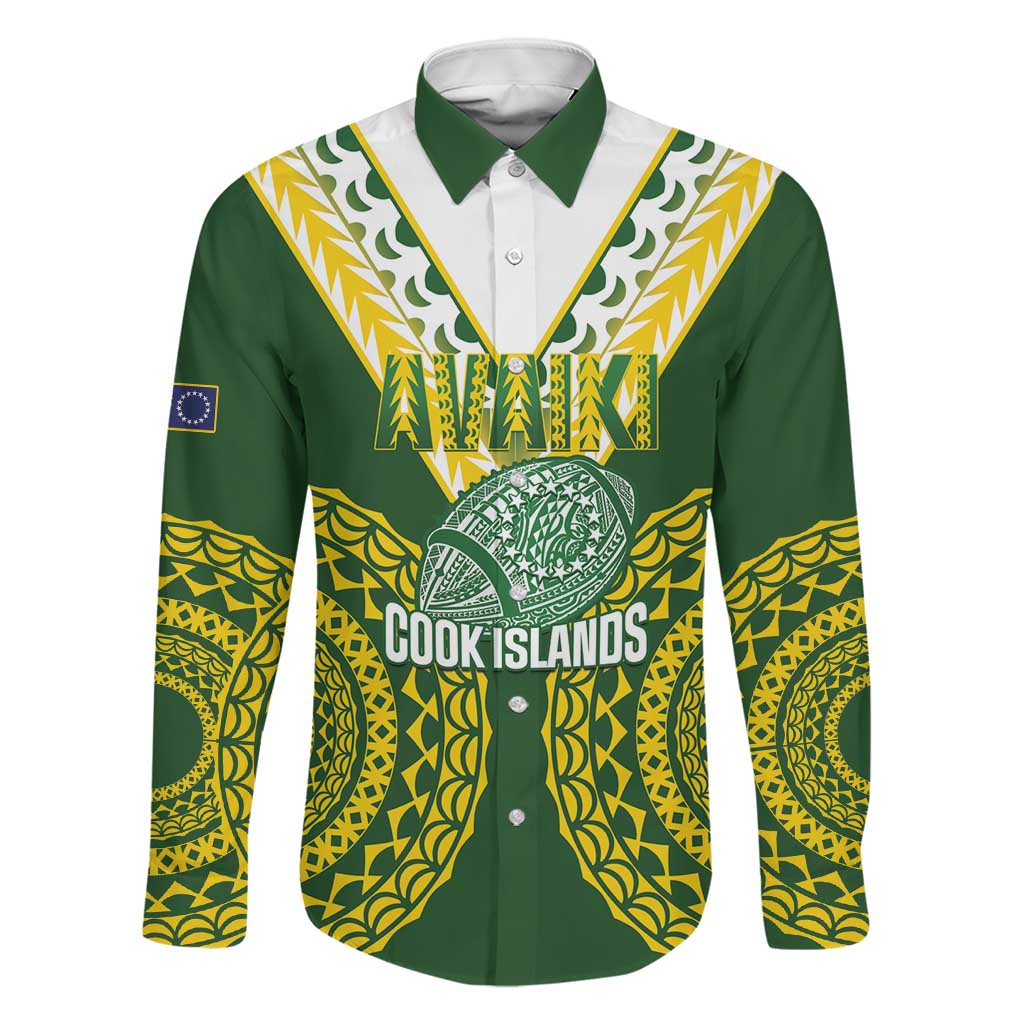 Custom Avaiki Cook Islands Rugby Family Matching Mermaid Dress and Hawaiian Shirt Kuki Airani Tatau Green - Polynesian Pride