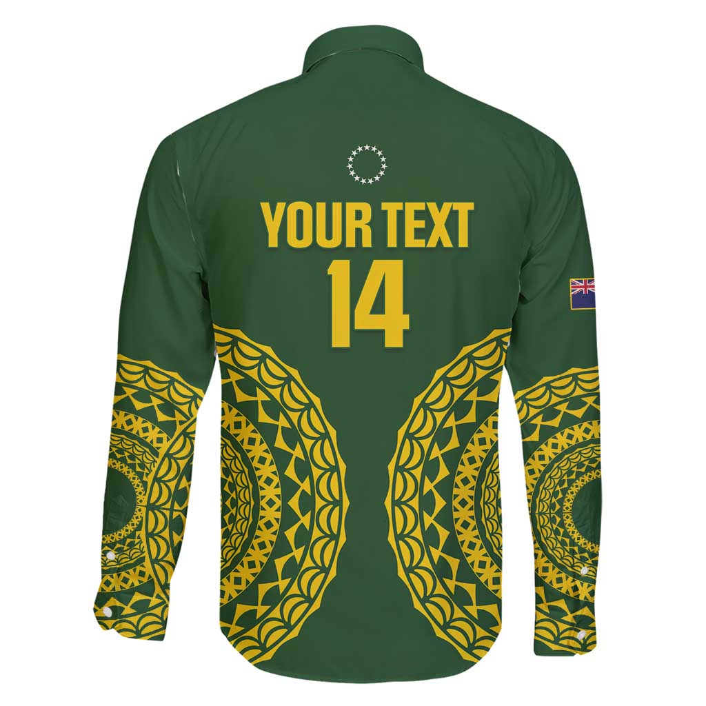 Custom Avaiki Cook Islands Rugby Family Matching Off Shoulder Short Dress and Hawaiian Shirt Kuki Airani Tatau Green - Polynesian Pride