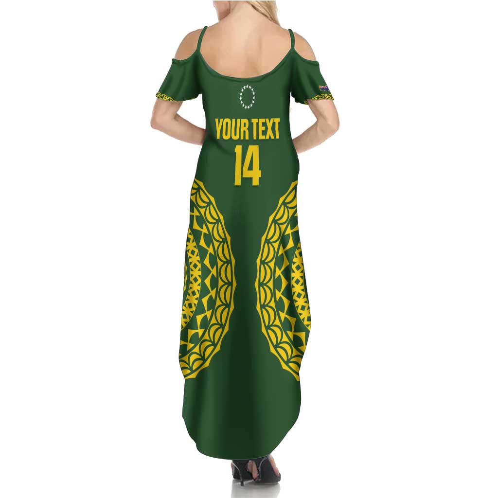 Custom Avaiki Cook Islands Rugby Family Matching Summer Maxi Dress and Hawaiian Shirt Kuki Airani Tatau Green - Polynesian Pride