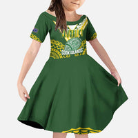 Custom Avaiki Cook Islands Rugby Family Matching Tank Maxi Dress and Hawaiian Shirt Kuki Airani Tatau Green - Polynesian Pride