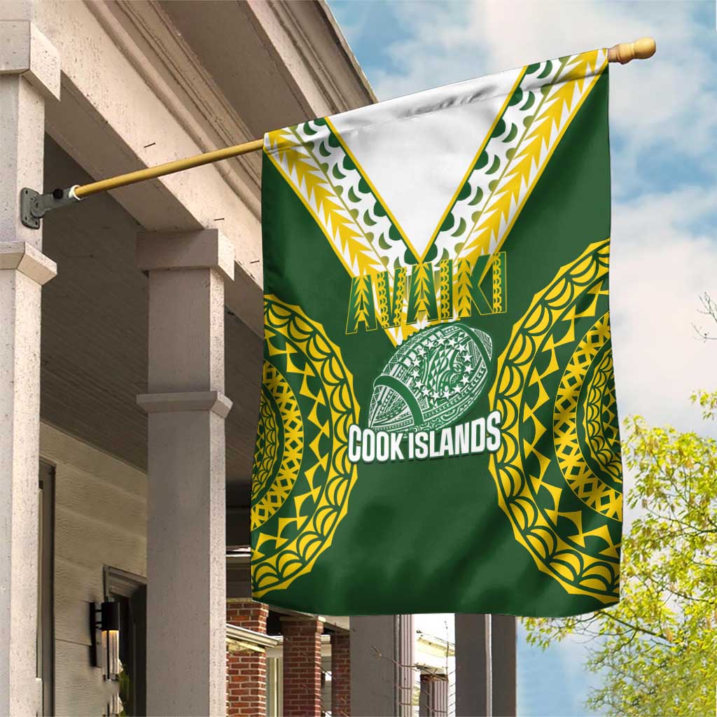 Avaiki Cook Islands Rugby Garden Flag Kuki Airani Tatau Green - Polynesian Pride