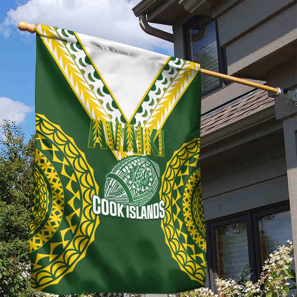 Avaiki Cook Islands Rugby Garden Flag Kuki Airani Tatau Green - Polynesian Pride