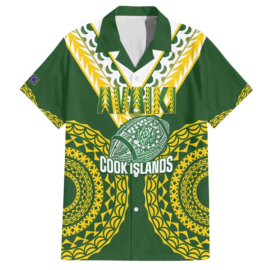 Custom Avaiki Cook Islands Rugby Hawaiian Shirt Kuki Airani Tatau Green - Polynesian Pride