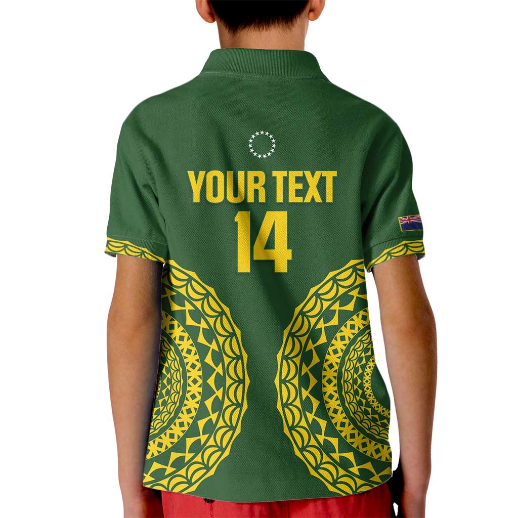 Custom Avaiki Cook Islands Rugby Kid Polo Shirt Kuki Airani Tatau Green - Polynesian Pride