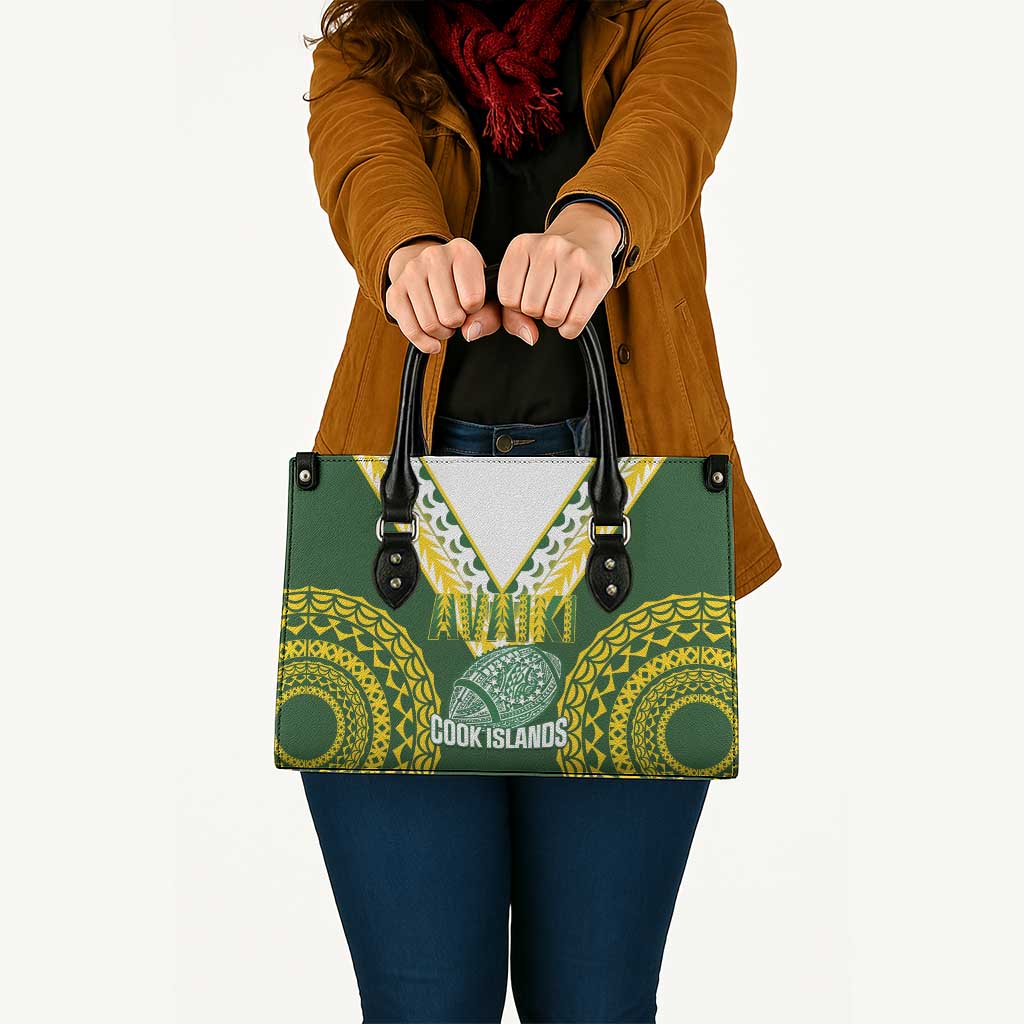 Avaiki Cook Islands Rugby Leather Bag Kuki Airani Tatau Green - Polynesian Pride