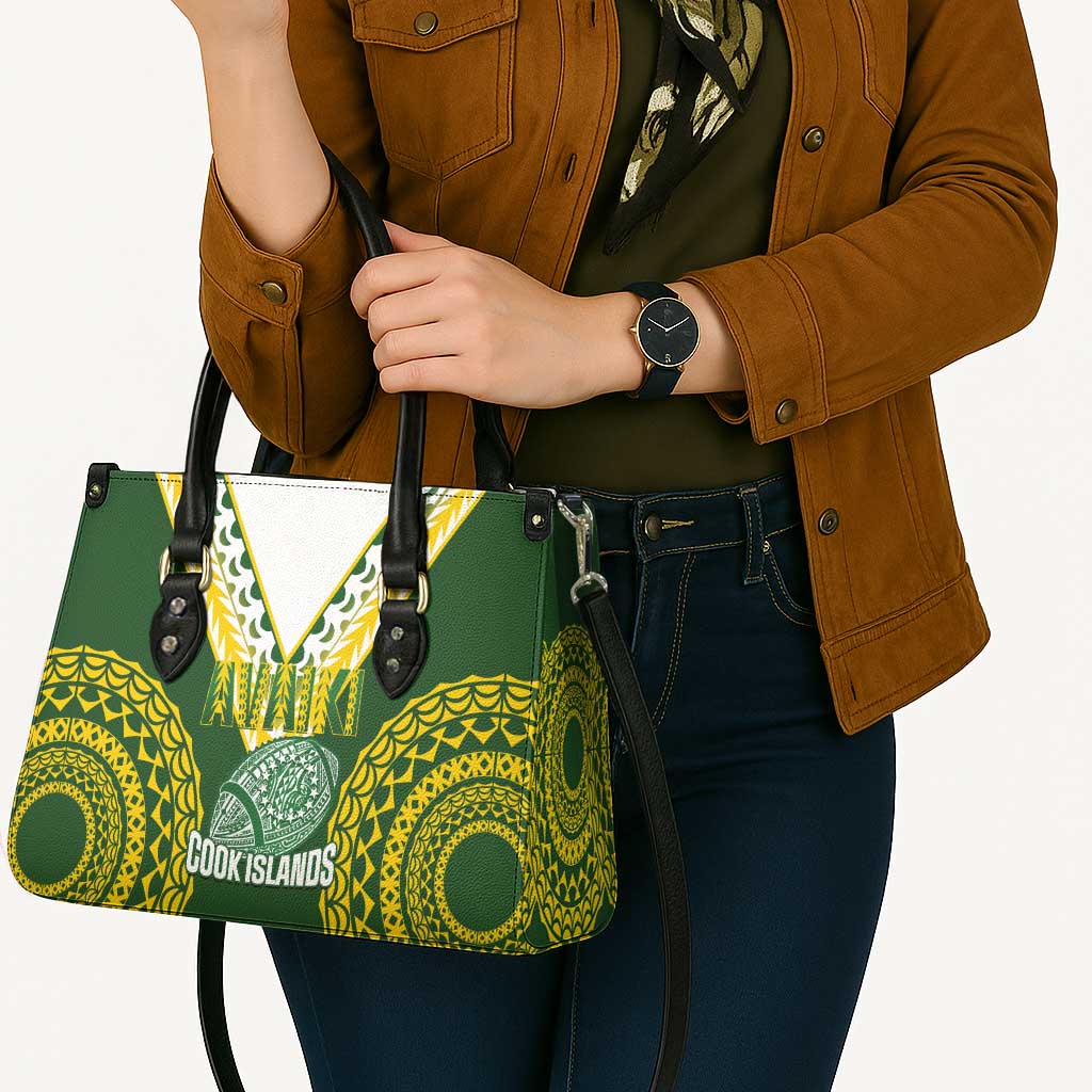 Avaiki Cook Islands Rugby Leather Bag Kuki Airani Tatau Green - Polynesian Pride