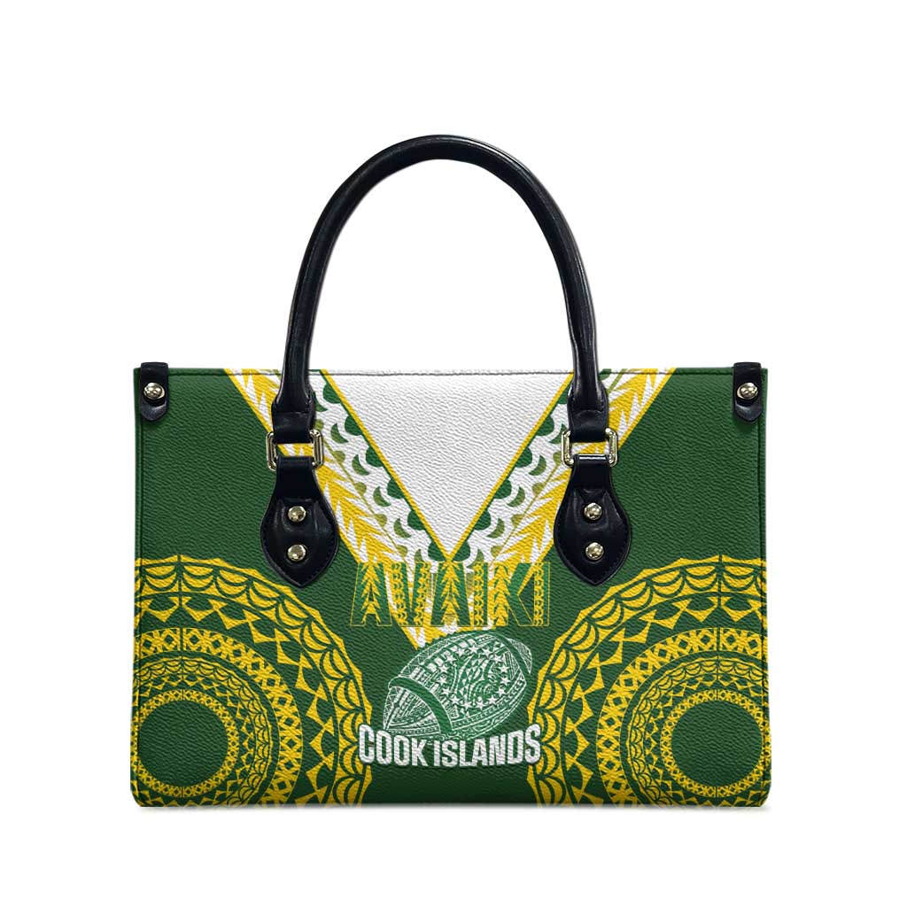 Avaiki Cook Islands Rugby Leather Bag Kuki Airani Tatau Green - Polynesian Pride