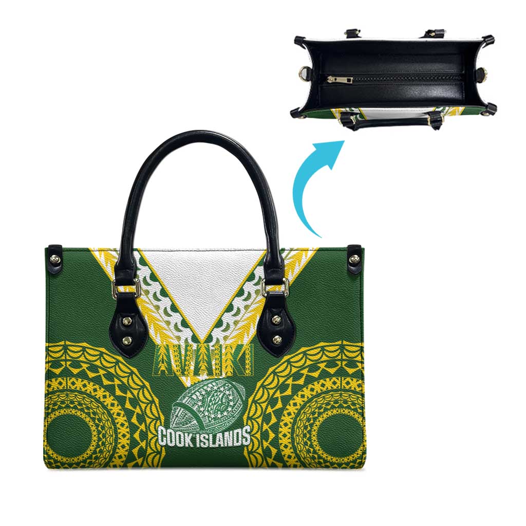 Avaiki Cook Islands Rugby Leather Bag Kuki Airani Tatau Green - Polynesian Pride