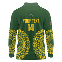 Custom Avaiki Cook Islands Rugby Long Sleeve Polo Shirt Kuki Airani Tatau Green - Polynesian Pride