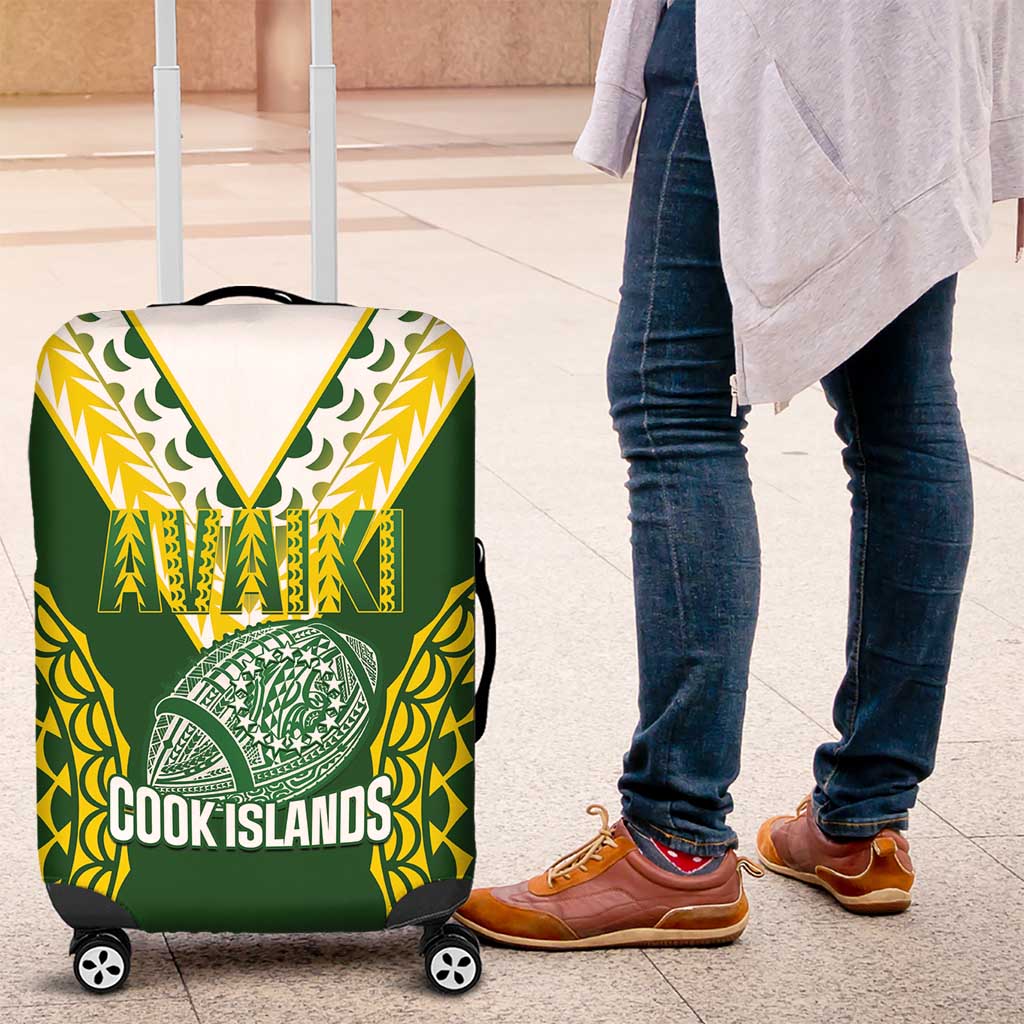 Avaiki Cook Islands Rugby Luggage Cover Kuki Airani Tatau Green - Polynesian Pride