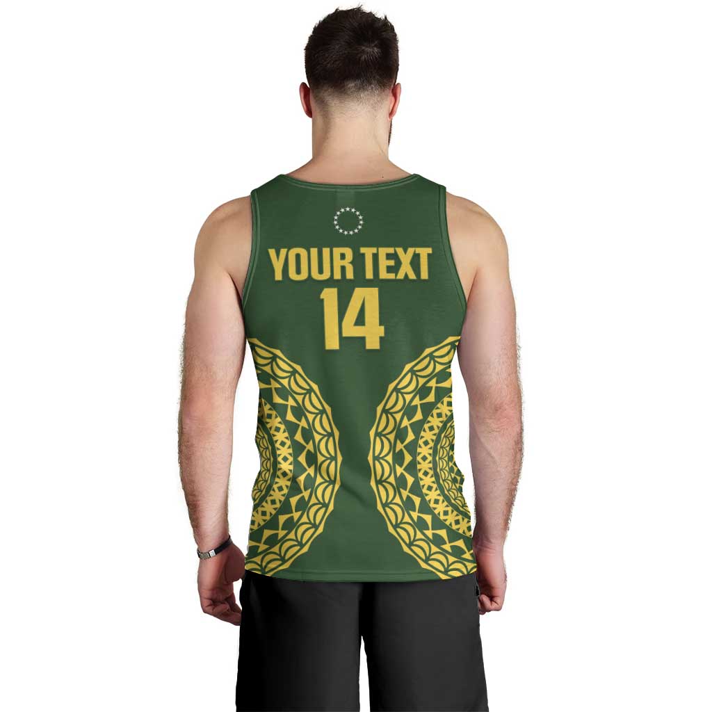 Custom Avaiki Cook Islands Rugby Men Tank Top Kuki Airani Tatau Green - Polynesian Pride