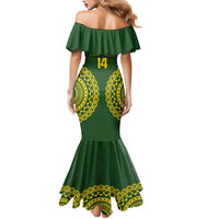 Custom Avaiki Cook Islands Rugby Mermaid Dress Kuki Airani Tatau Green - Polynesian Pride