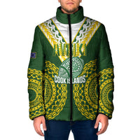 Custom Avaiki Cook Islands Rugby Padded Jacket Kuki Airani Tatau Green - Polynesian Pride
