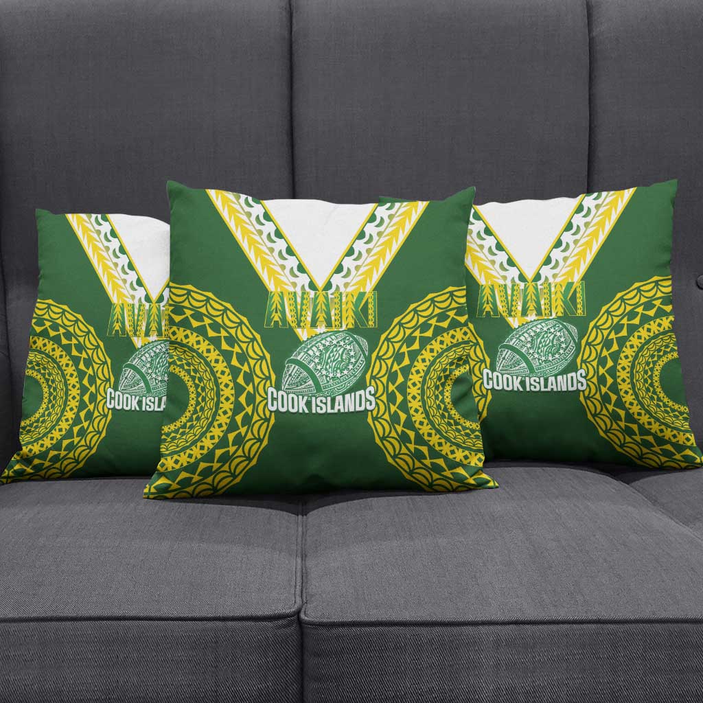 Avaiki Cook Islands Rugby Pillow Cover Kuki Airani Tatau Green - Polynesian Pride