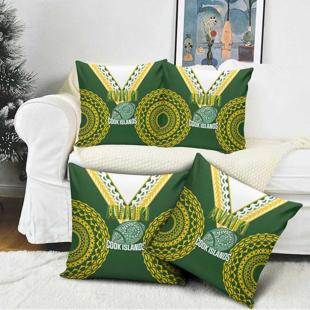 Avaiki Cook Islands Rugby Pillow Cover Kuki Airani Tatau Green - Polynesian Pride