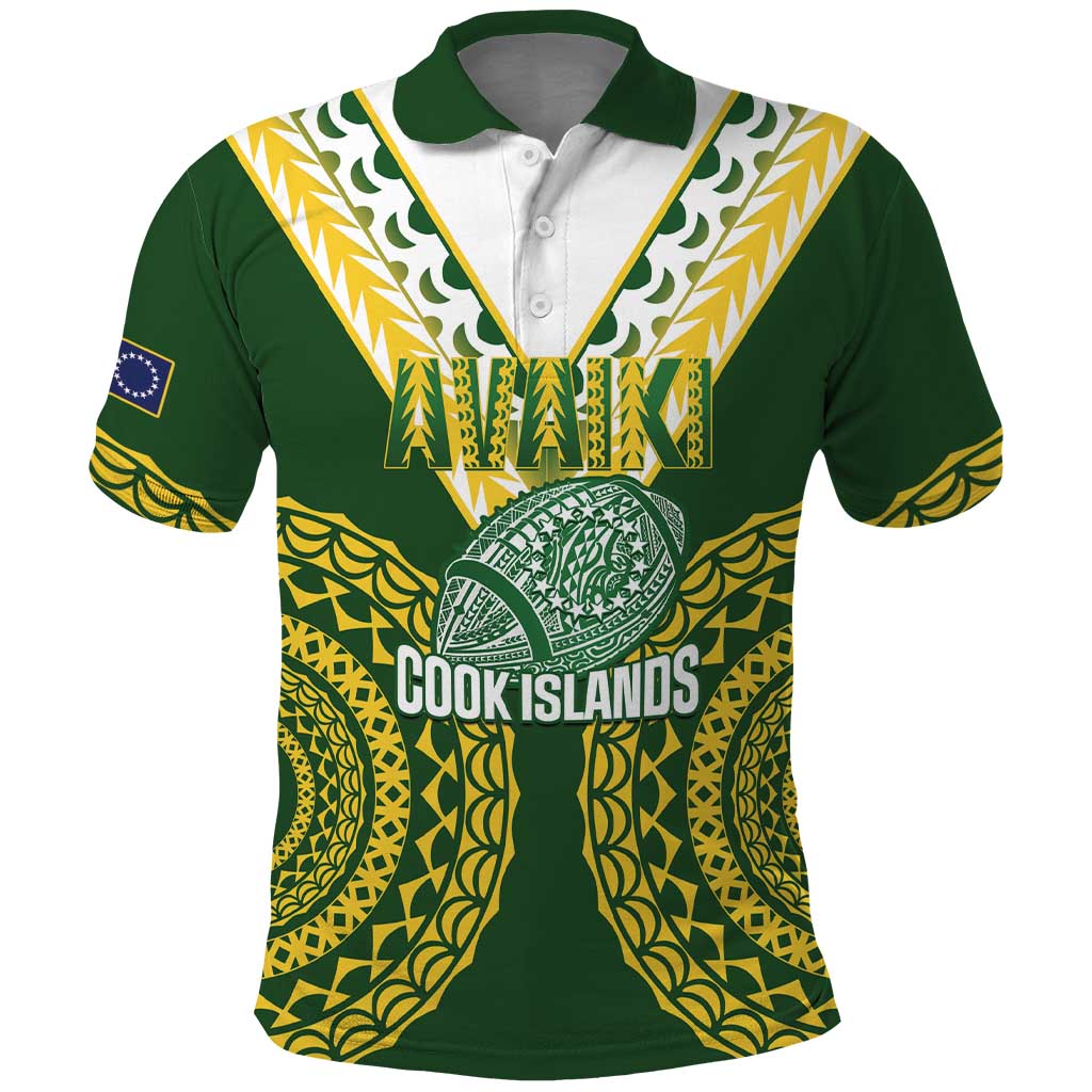 Custom Avaiki Cook Islands Rugby Polo Shirt Kuki Airani Tatau Green - Polynesian Pride