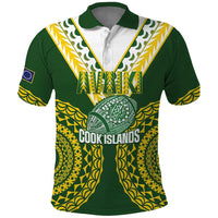 Custom Avaiki Cook Islands Rugby Polo Shirt Kuki Airani Tatau Green - Polynesian Pride