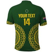 Custom Avaiki Cook Islands Rugby Polo Shirt Kuki Airani Tatau Green - Polynesian Pride