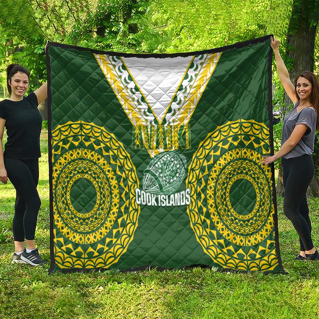 Avaiki Cook Islands Rugby Quilt Kuki Airani Tatau Green - Polynesian Pride