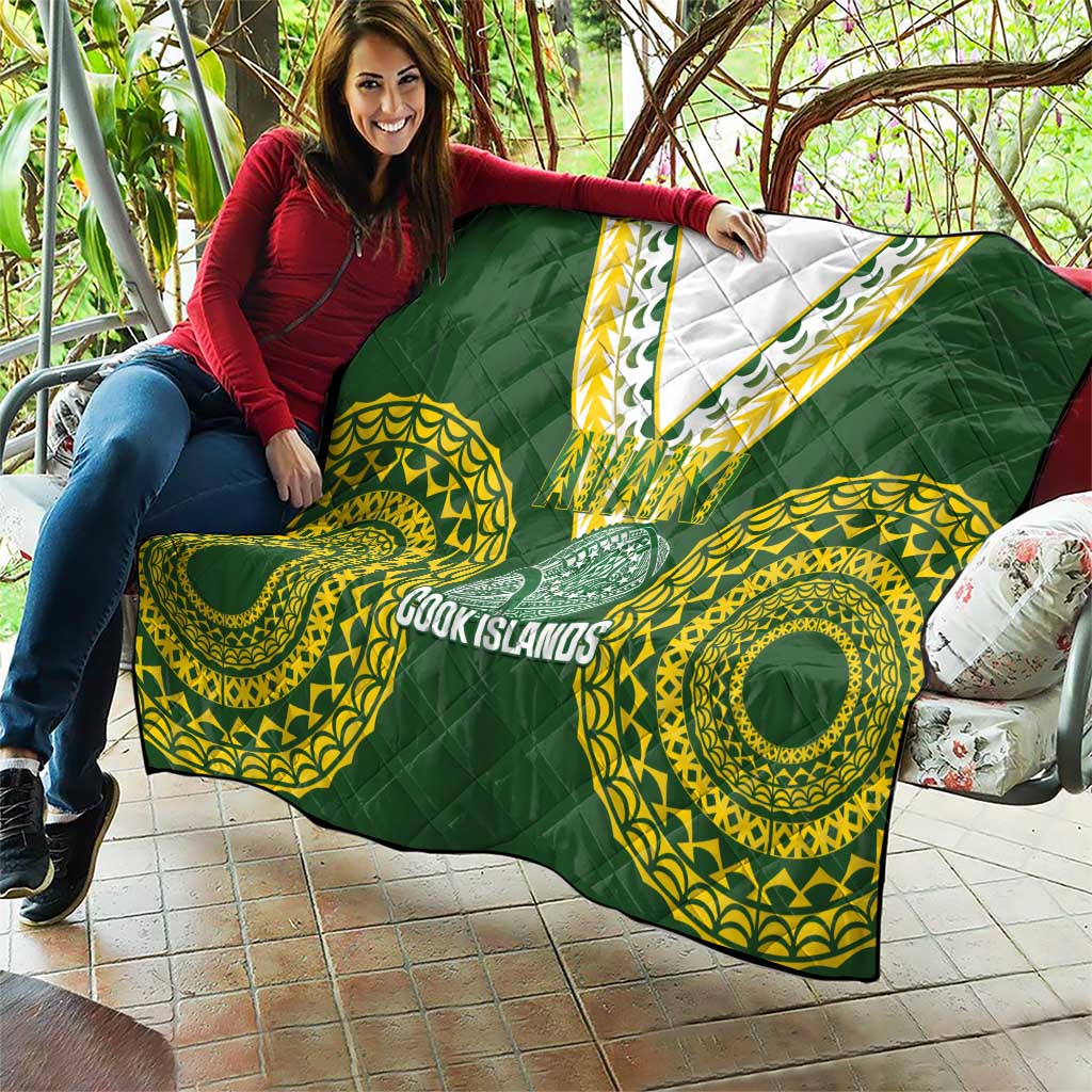 Avaiki Cook Islands Rugby Quilt Kuki Airani Tatau Green - Polynesian Pride