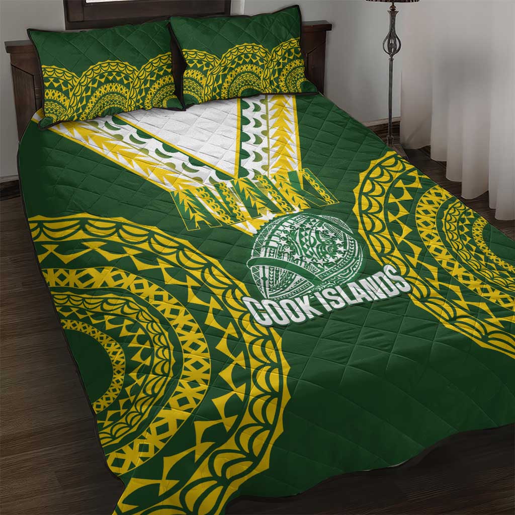 Avaiki Cook Islands Rugby Quilt Bed Set Kuki Airani Tatau Green - Polynesian Pride