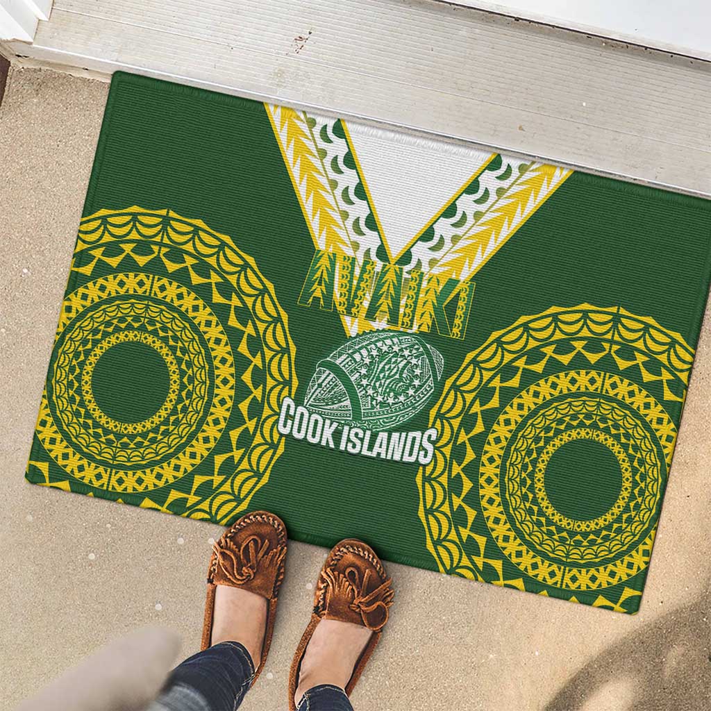 Avaiki Cook Islands Rugby Rubber Doormat Kuki Airani Tatau Green - Polynesian Pride
