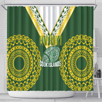 Avaiki Cook Islands Rugby Shower Curtain Kuki Airani Tatau Green - Polynesian Pride