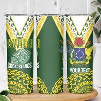 Custom Avaiki Cook Islands Rugby Skinny Tumbler Kuki Airani Tatau Green - Polynesian Pride