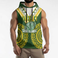Custom Avaiki Cook Islands Rugby Sleeveless Hoodie Kuki Airani Tatau Green - Polynesian Pride