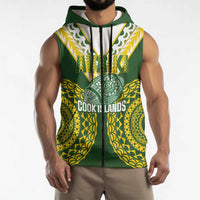 Custom Avaiki Cook Islands Rugby Sleeveless Zip Hoodie Kuki Airani Tatau Green - Polynesian Pride