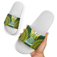 Avaiki Cook Islands Rugby Slide Sandals Kuki Airani Tatau Green - Polynesian Pride