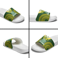 Avaiki Cook Islands Rugby Slide Sandals Kuki Airani Tatau Green - Polynesian Pride