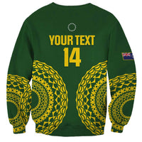 Custom Avaiki Cook Islands Rugby Sweatshirt Kuki Airani Tatau Green - Polynesian Pride