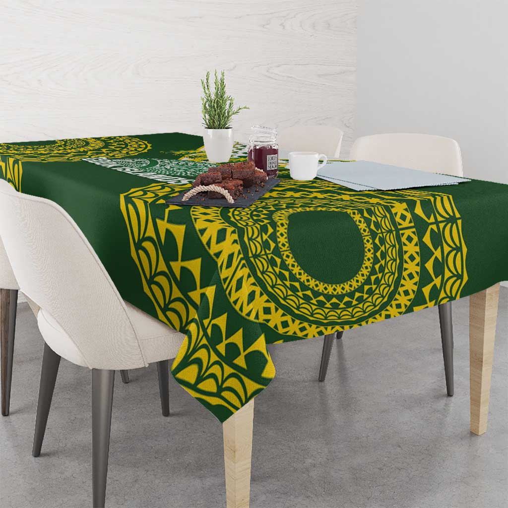 Avaiki Cook Islands Rugby Tablecloth Kuki Airani Tatau Green - Polynesian Pride