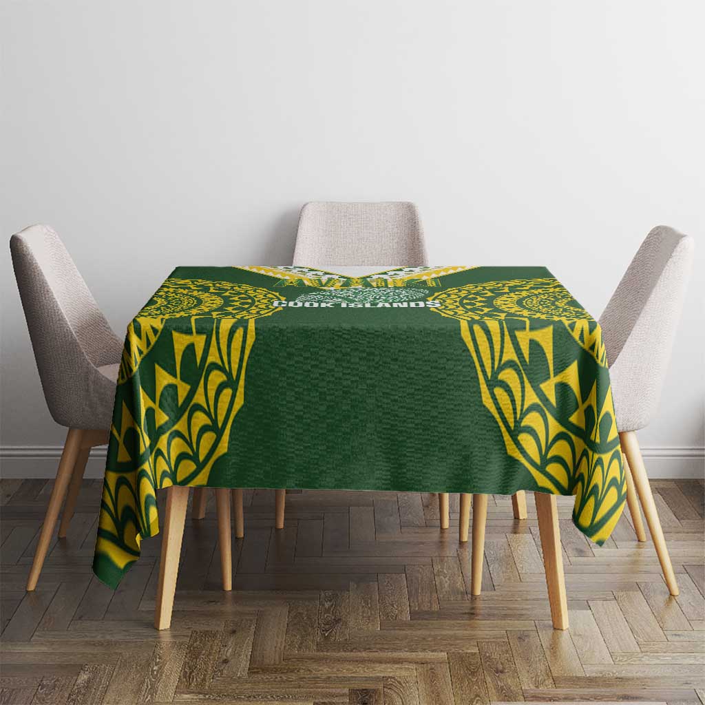 Avaiki Cook Islands Rugby Tablecloth Kuki Airani Tatau Green - Polynesian Pride