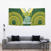 Avaiki Cook Islands Rugby Tapestry Kuki Airani Tatau Green - Polynesian Pride