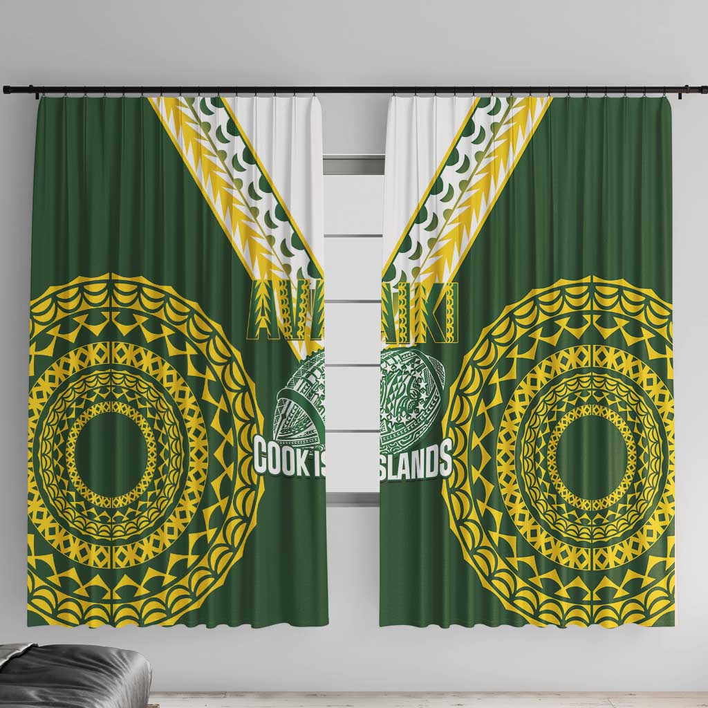 Avaiki Cook Islands Rugby Window Curtain Kuki Airani Tatau Green - Polynesian Pride