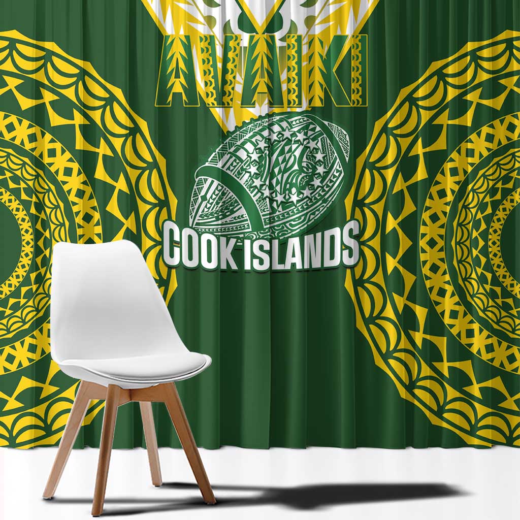 Avaiki Cook Islands Rugby Window Curtain Kuki Airani Tatau Green - Polynesian Pride