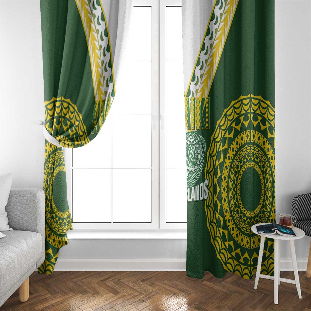 Avaiki Cook Islands Rugby Window Curtain Kuki Airani Tatau Green - Polynesian Pride