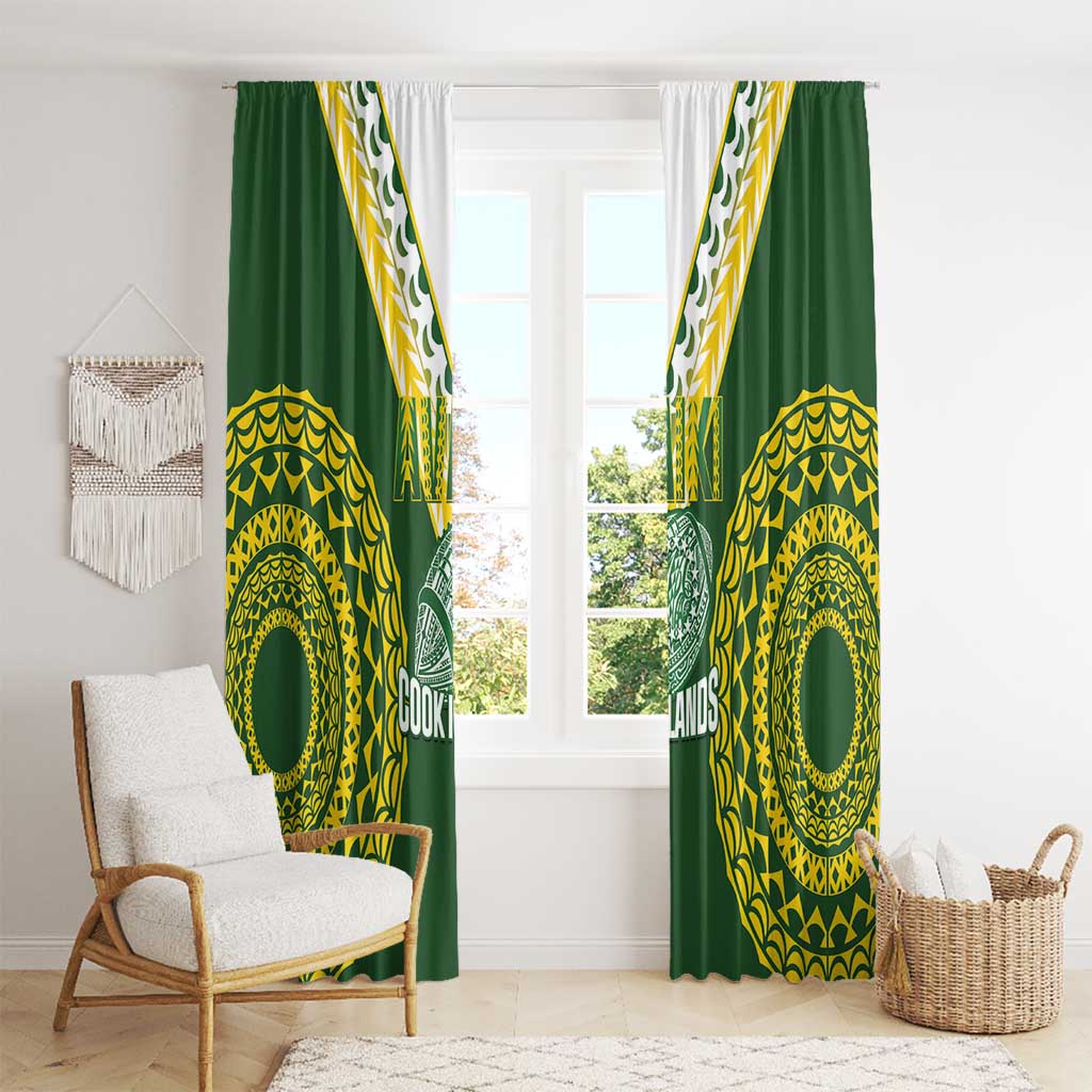 Avaiki Cook Islands Rugby Window Curtain Kuki Airani Tatau Green - Polynesian Pride