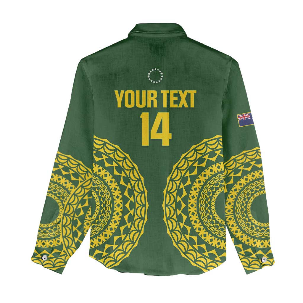 Custom Avaiki Cook Islands Rugby Women Casual Shirt Kuki Airani Tatau Green - Polynesian Pride