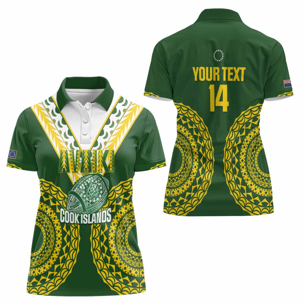 Custom Avaiki Cook Islands Rugby Women Polo Shirt Kuki Airani Tatau Green - Polynesian Pride
