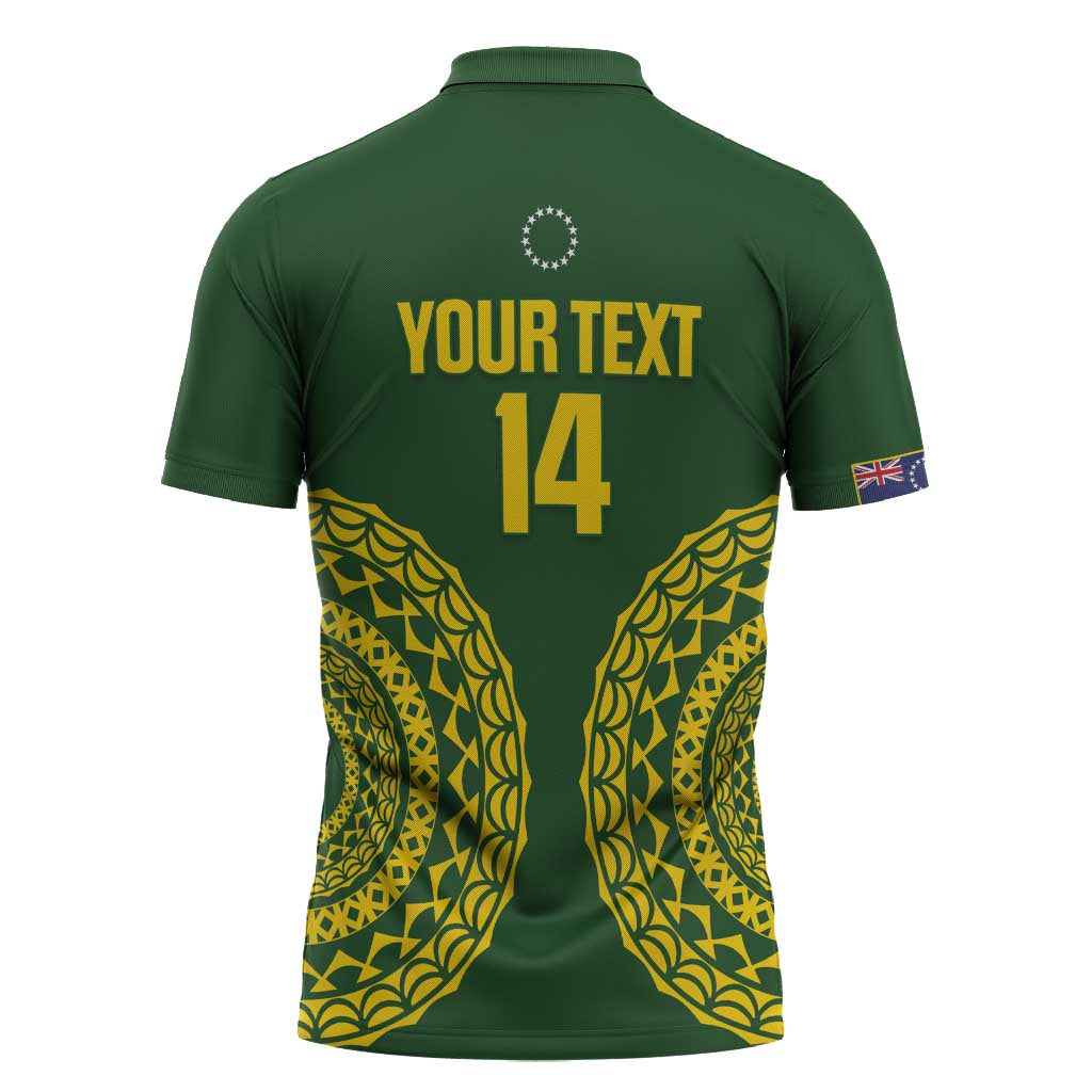 Custom Avaiki Cook Islands Rugby Zipper Polo Shirt Kuki Airani Tatau Green - Polynesian Pride