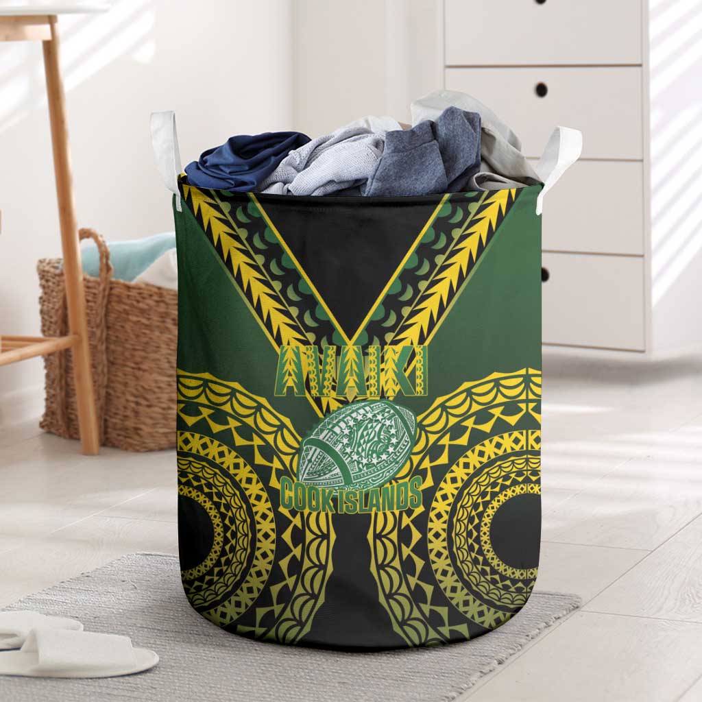 Avaiki Cook Islands Rugby Laundry Basket Kuki Airani Tatau Black - Polynesian Pride