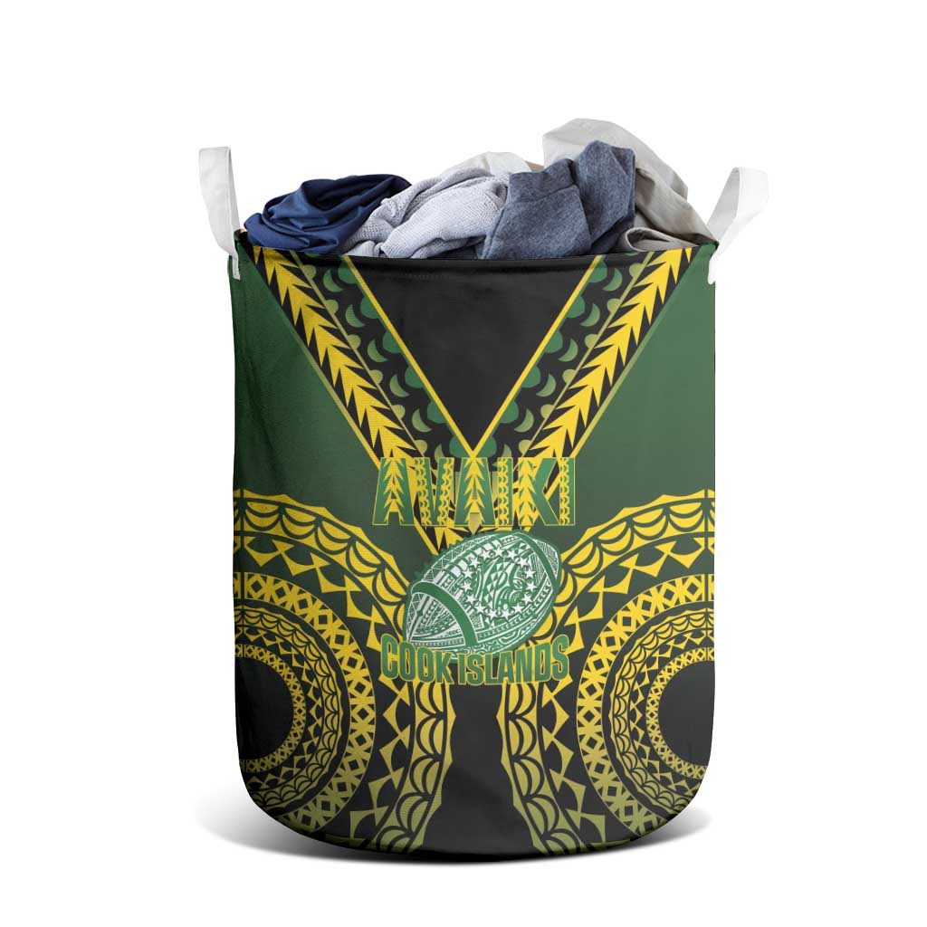 Avaiki Cook Islands Rugby Laundry Basket Kuki Airani Tatau Black - Polynesian Pride