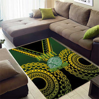 Avaiki Cook Islands Rugby Area Rug Kuki Airani Tatau Black - Polynesian Pride