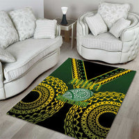 Avaiki Cook Islands Rugby Area Rug Kuki Airani Tatau Black - Polynesian Pride