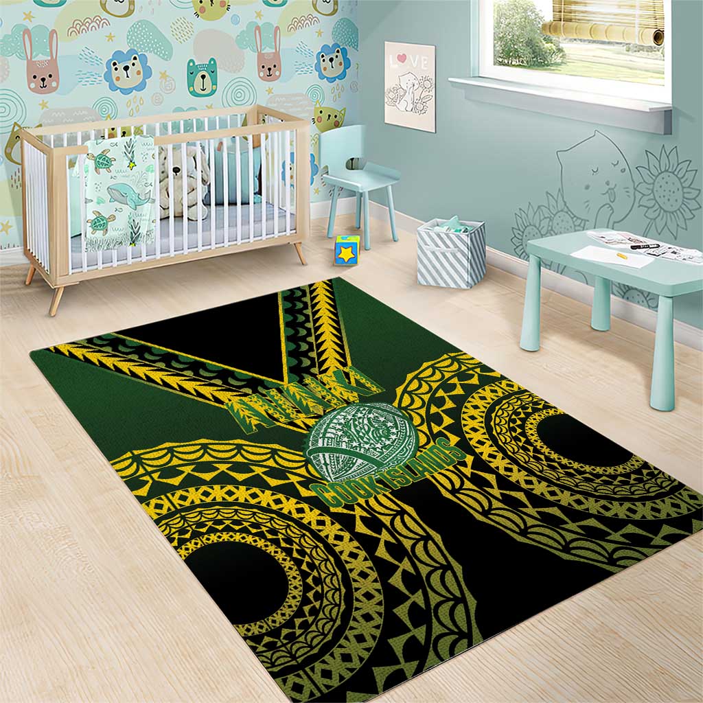 Avaiki Cook Islands Rugby Area Rug Kuki Airani Tatau Black - Polynesian Pride
